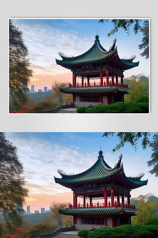 AI數(shù)字藝術(shù)長(zhǎng)沙岳麓山愛(ài)晚亭攝影圖片