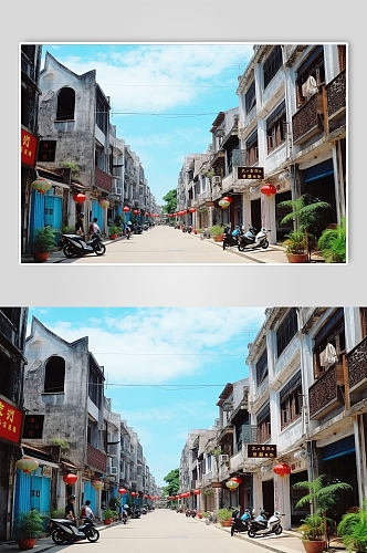 AI数字艺术北海南湾街建筑景点摄影图片