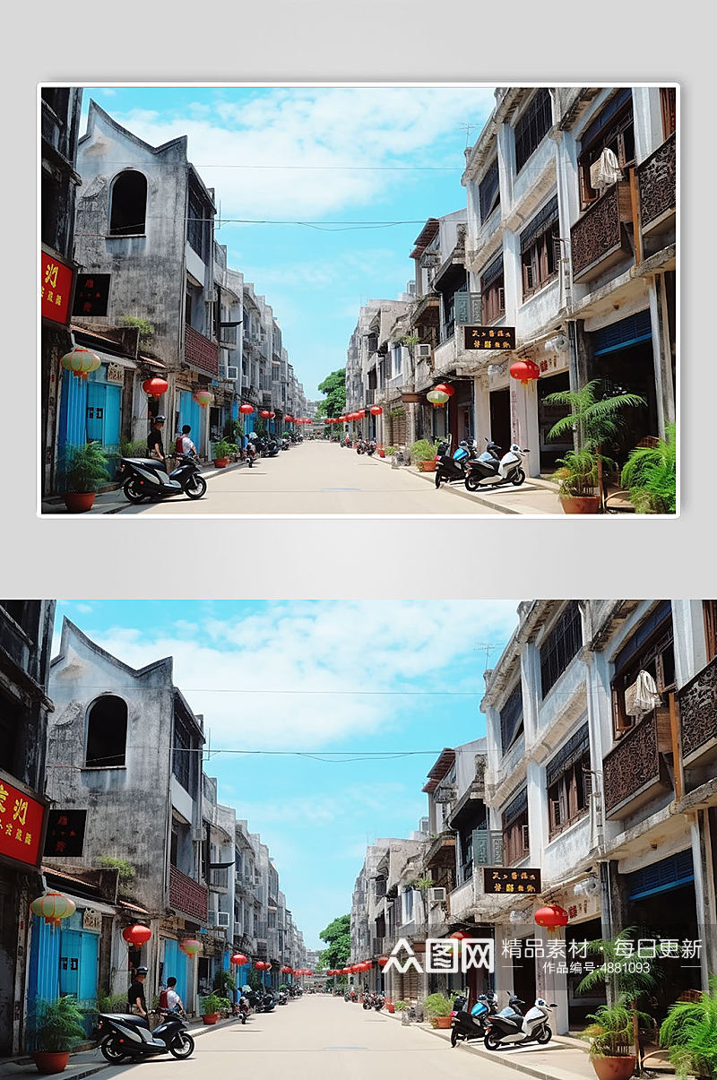 AI数字艺术北海南湾街建筑景点摄影图片素材