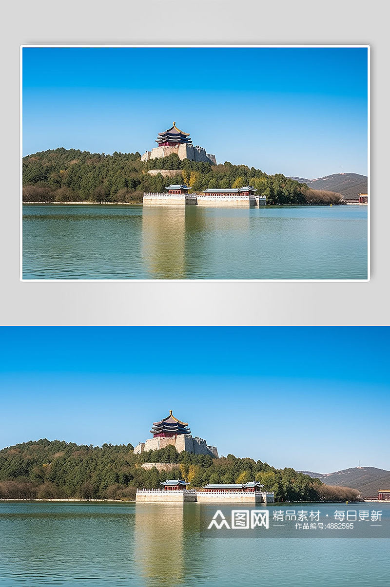 AI数字艺术北京颐和园旅游景点山水摄影图片素材
