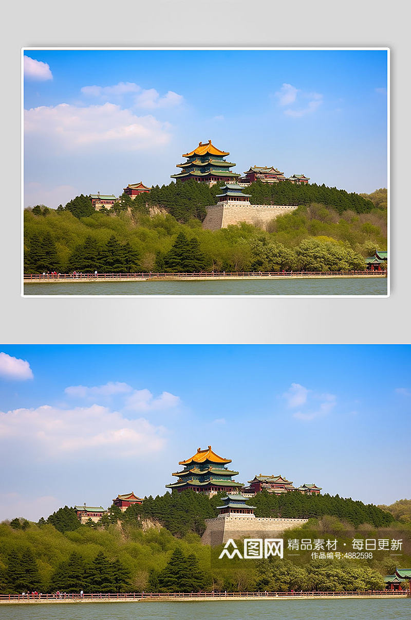 AI数字艺术北京颐和园旅游景点摄影图片素材