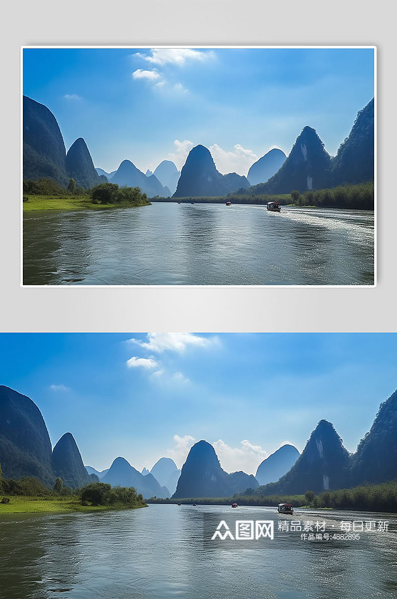 AI数字艺术桂林十里画廊景点山水风景摄影图片素材