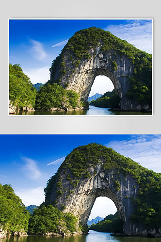 AI数字艺术桂林象鼻山旅游景点山水摄影图片