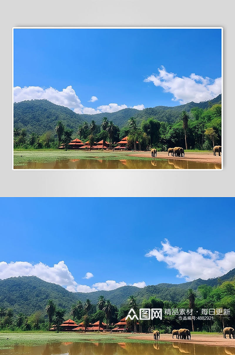 AI数字艺术云南野象谷旅游景点山水摄影图片素材