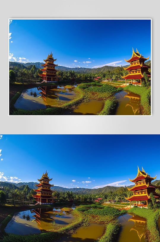 AI数字艺术云南西双版纳旅游景点山水摄影图片