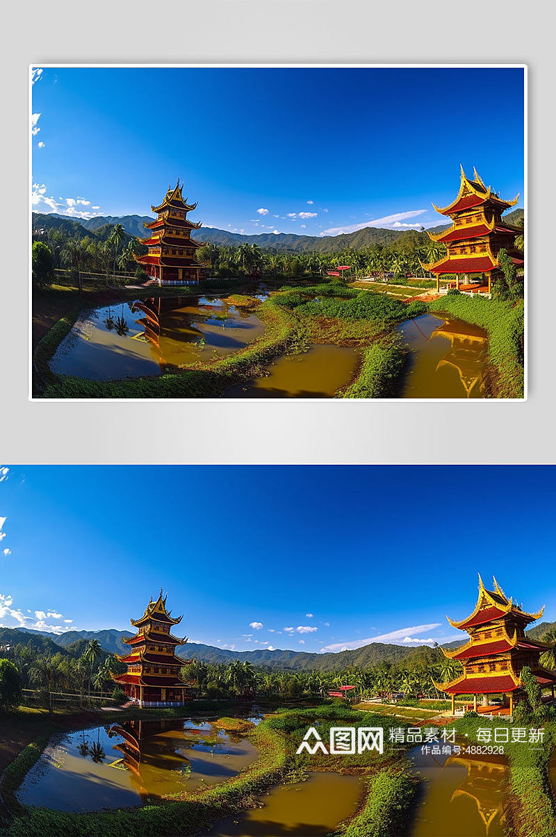 AI数字艺术云南西双版纳旅游景点山水摄影图片素材