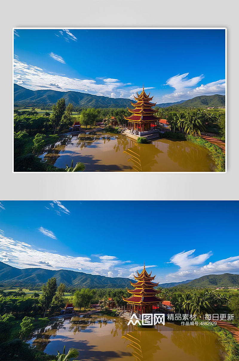 AI数字艺术云南西双版纳旅游景点摄影图片素材