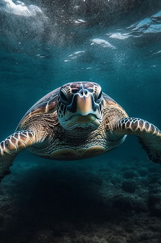 AI数字艺术海龟海洋生物动物摄影图片
