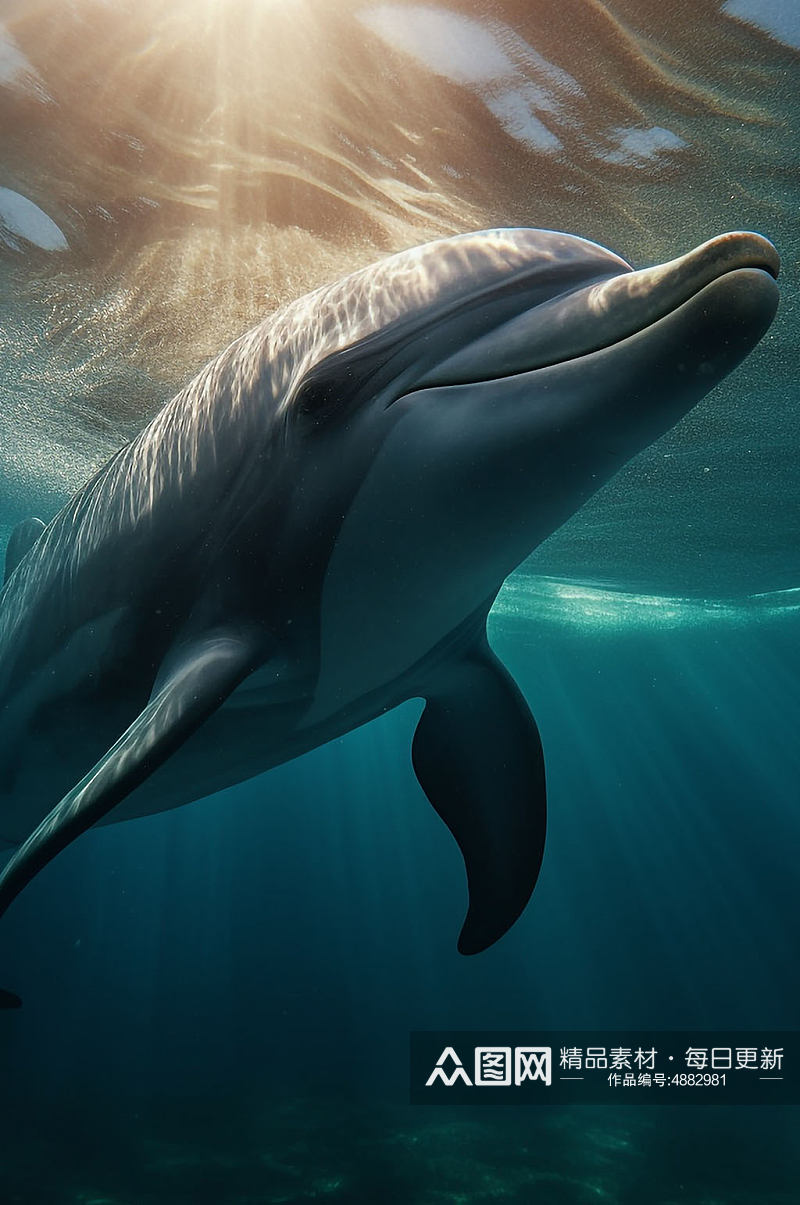 AI数字艺术海豚海洋生物动物摄影图片素材