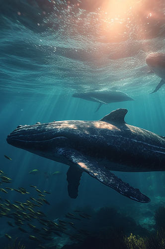 AI数字艺术鲸鱼海洋生物动物摄影图片