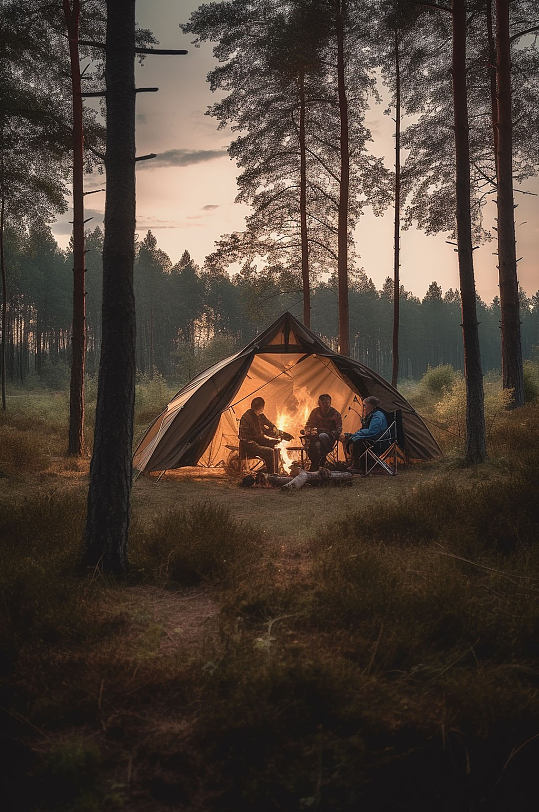 AI数字艺术户外露营野炊帐篷傍晚摄影图片