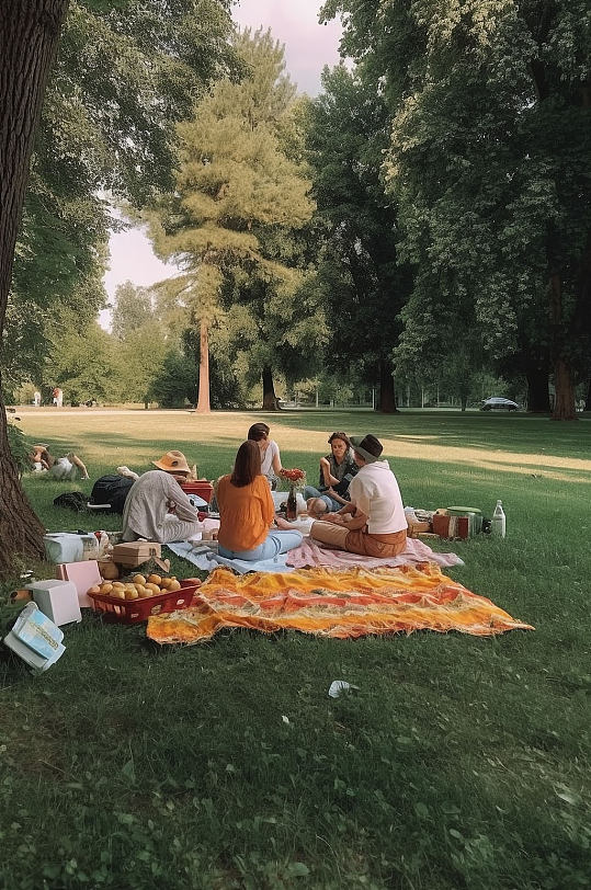 AI数字艺术户外露营野炊野餐午餐摄影图片