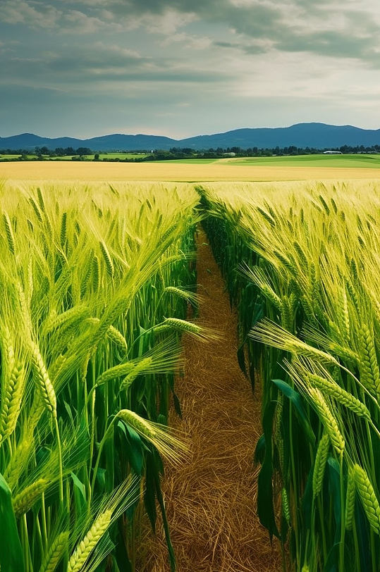 AI数字艺术麦子青麦麦田农作物摄影图片-众图网