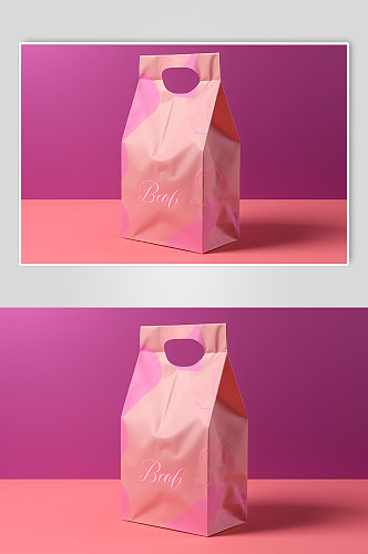 AI数字艺术简约粉色帆布包手提袋样机模型