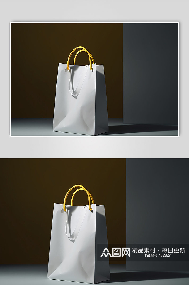 AI数字艺术简约白色帆布包手提袋样机模型素材