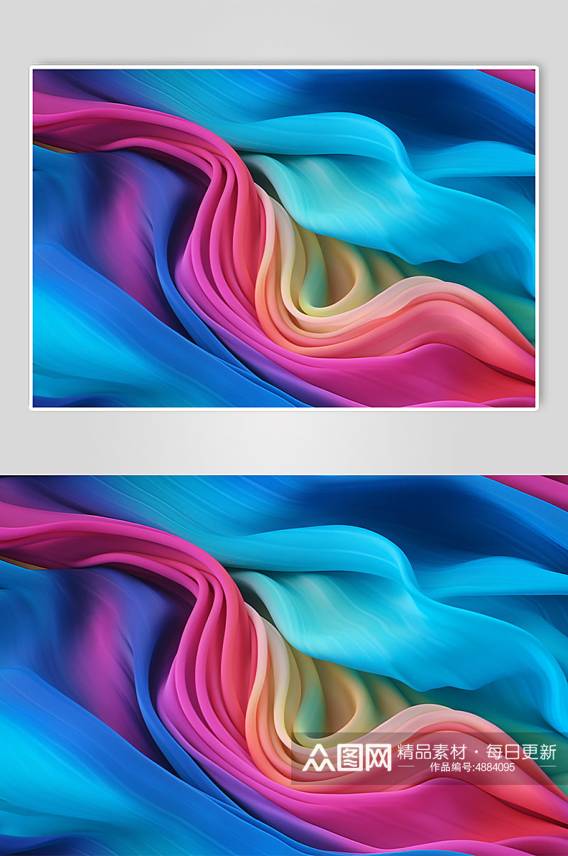 AI数字艺术彩色光滑绸缎丝绸渐变背景图素材