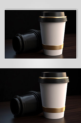 AI数字艺术拼色奶茶咖啡杯样机模型