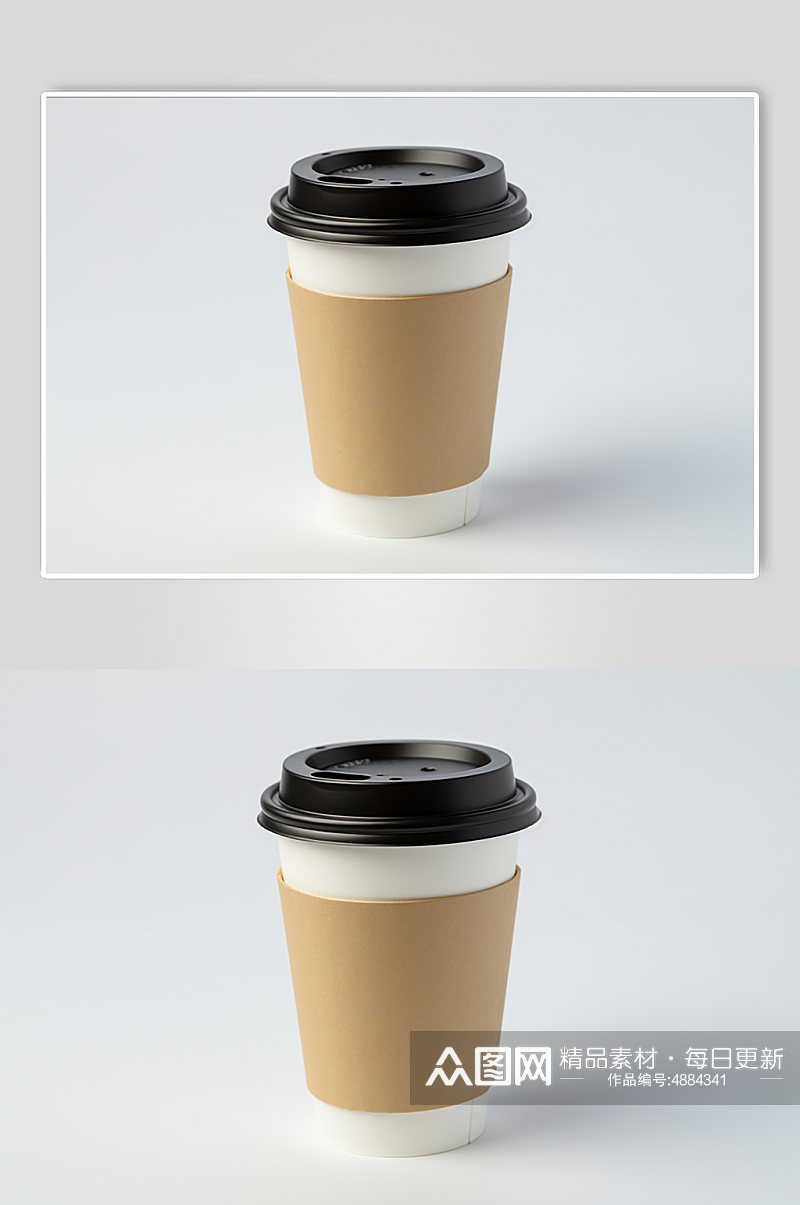 AI数字艺术拼色奶茶咖啡杯样机模型素材