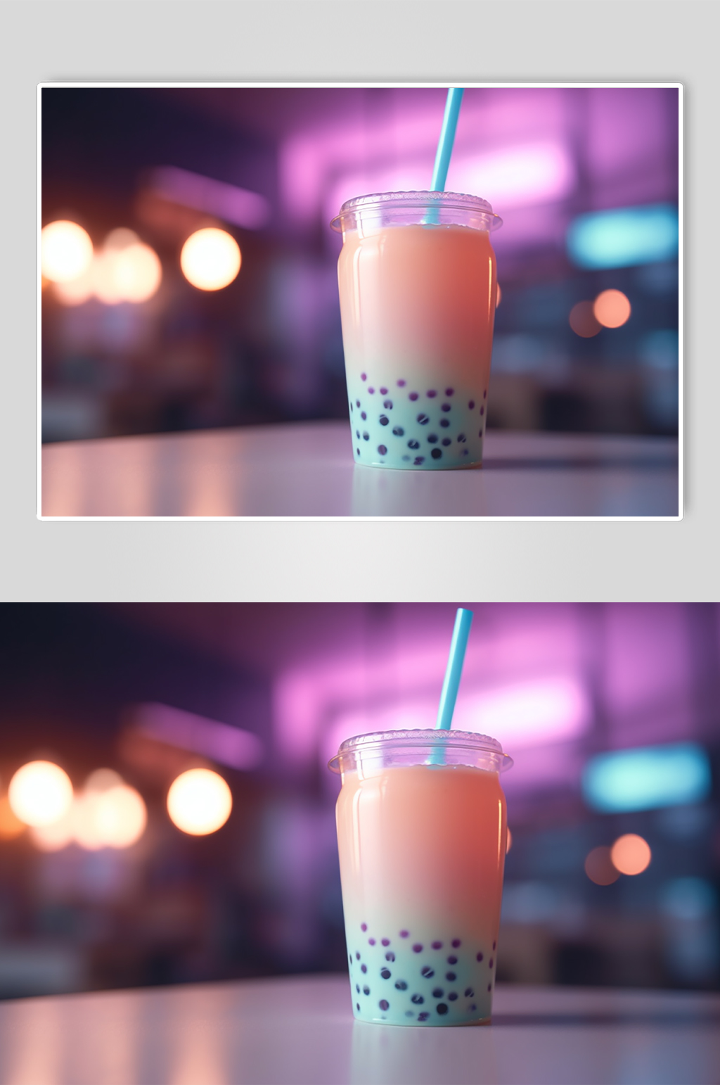 AI数字艺术渐变色奶茶咖啡杯样机模型素材