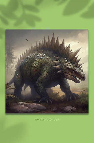 AI数字艺术剑龙侏罗纪世界恐龙插画图片