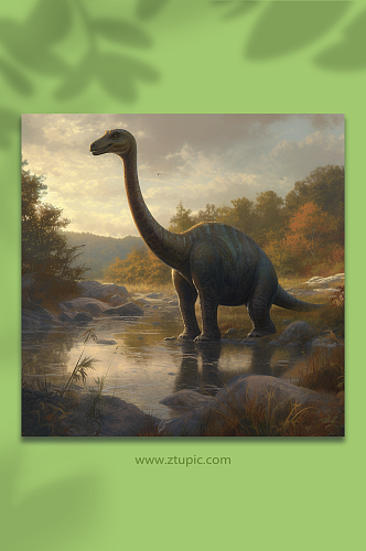 AI数字艺术腕龙侏罗纪世界恐龙插画图片