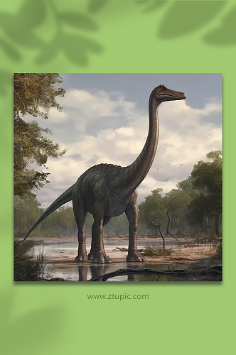 AI数字艺术腕龙侏罗纪世界恐龙插画图片