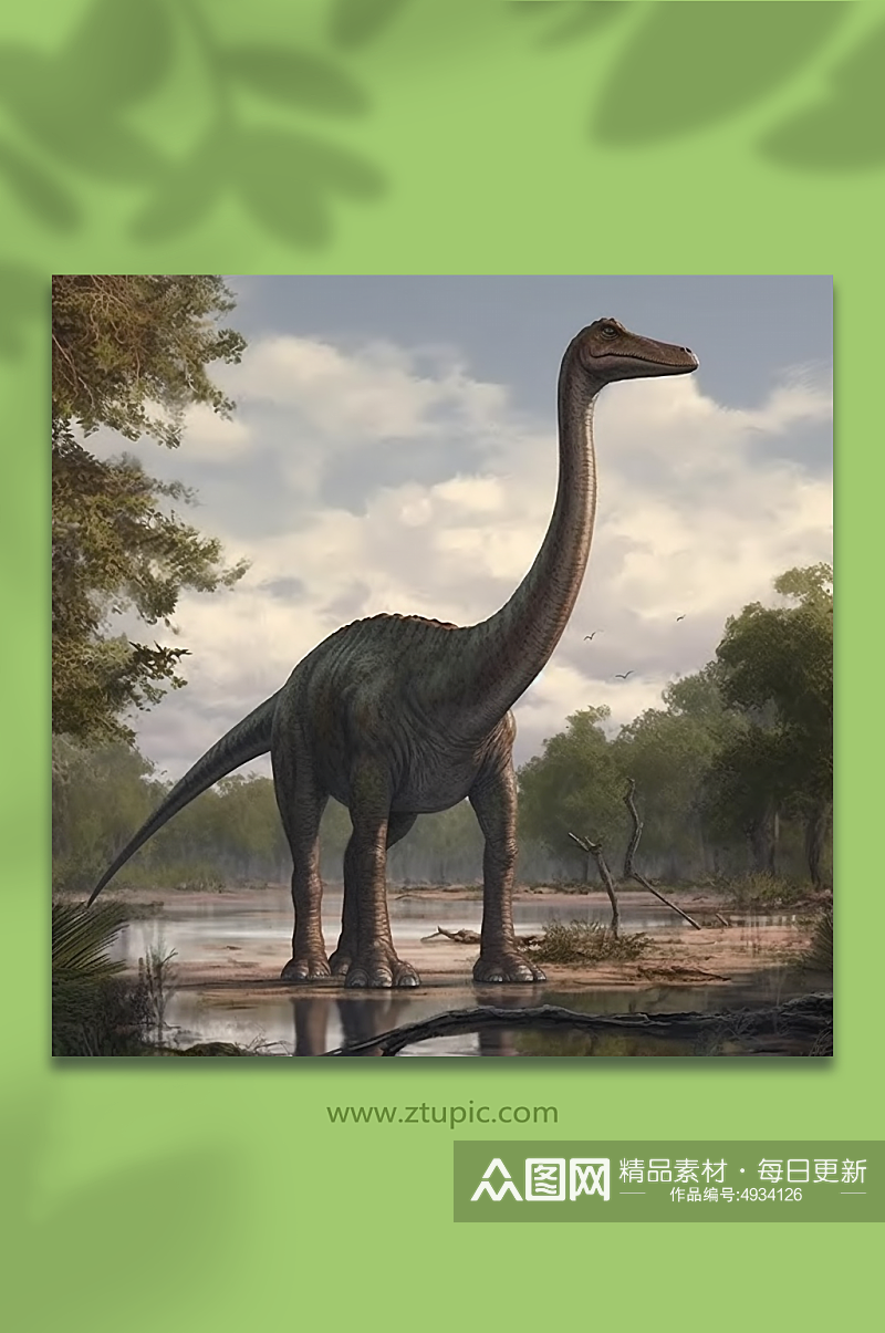 AI数字艺术腕龙侏罗纪世界恐龙插画图片素材
