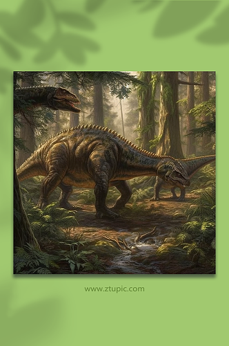 AI数字艺术刺龙侏罗纪世界恐龙插画图片