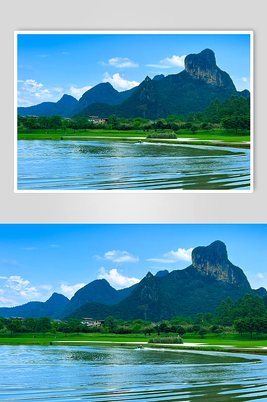 AI数字艺术桂林山水户外露营基地摄影图片