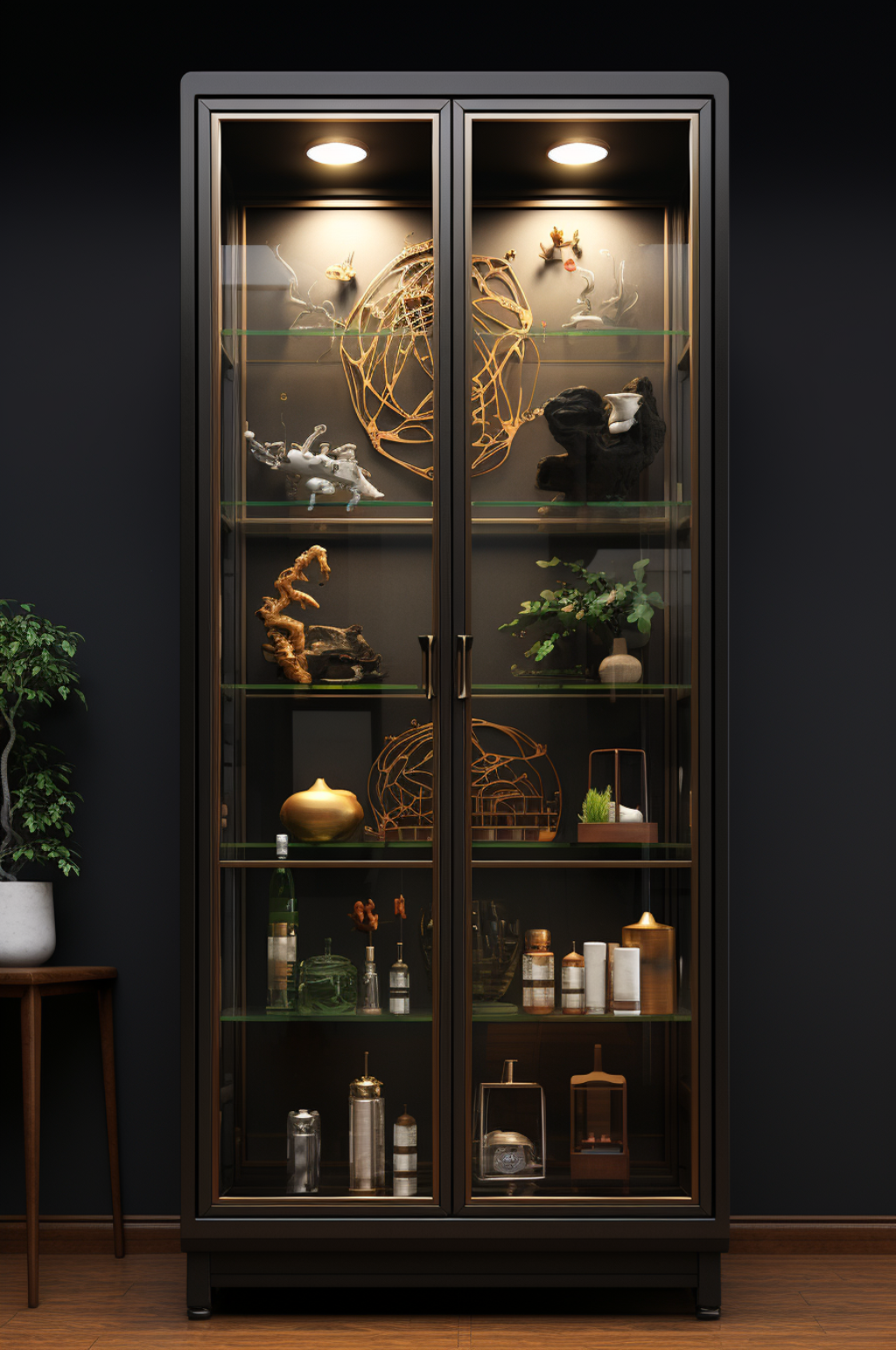 AI数字艺术3D现代科技风展示柜场景模型素材