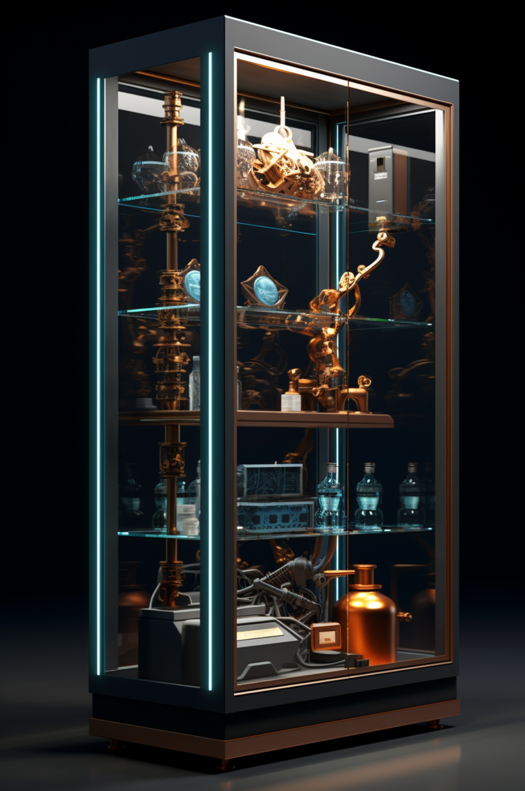 AI数字艺术3D现代科技风展示柜场景模型素材
