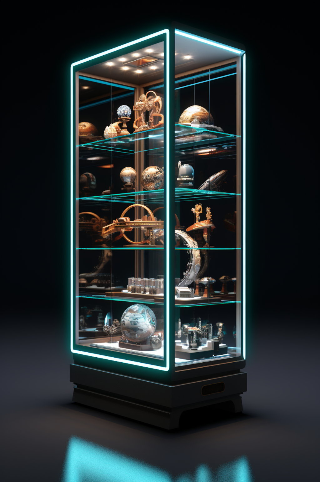 AI数字艺术3D现代科技风展示柜场景模型素材