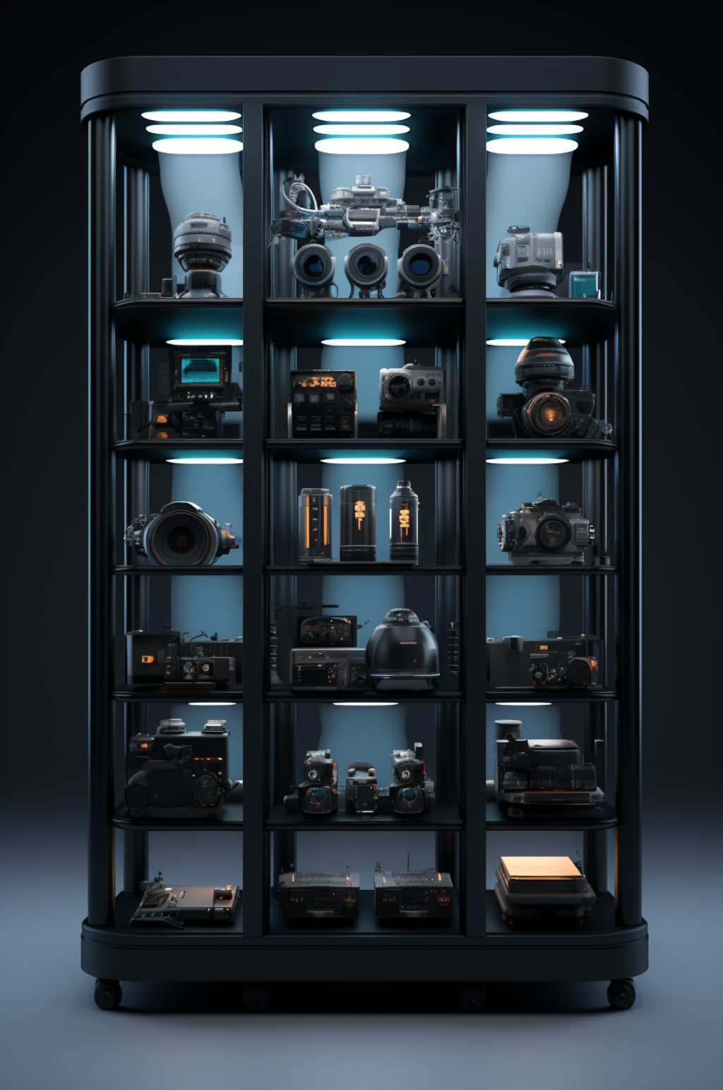 AI数字艺术3D现代科技风展示柜场景模型素材