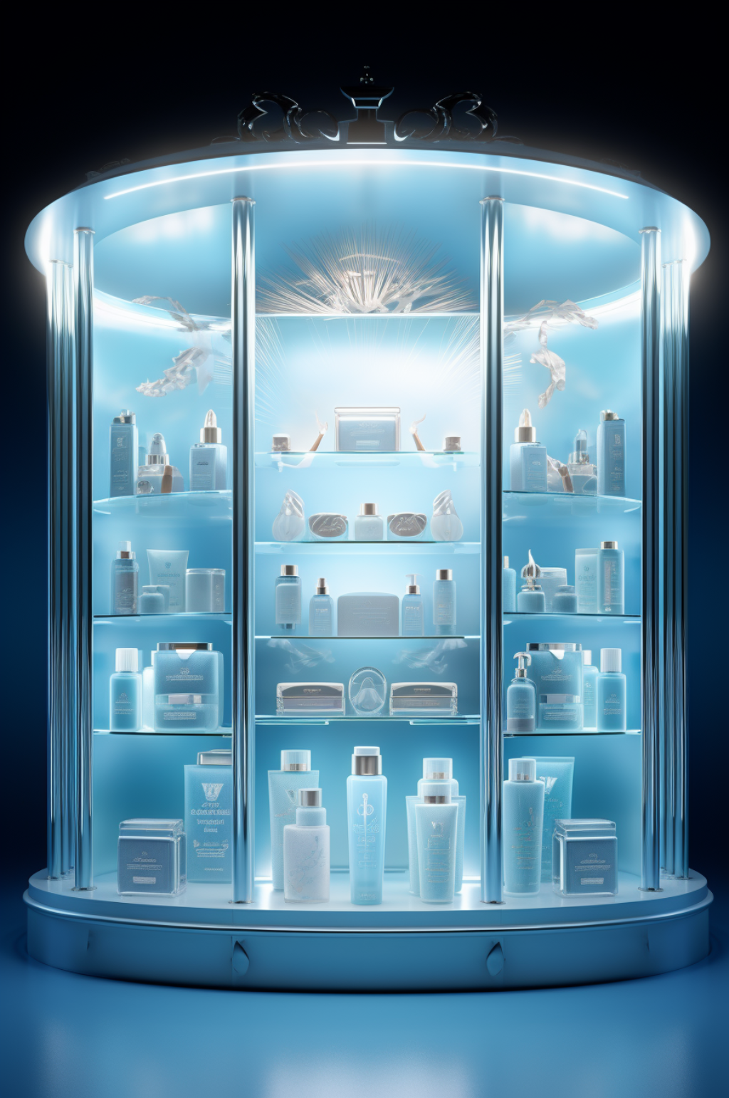 AI数字艺术3D现代科技风展示柜场景模型素材