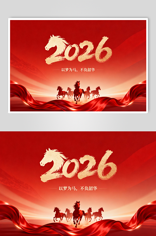 红色2026年马年新年横版MP4视频-众图网