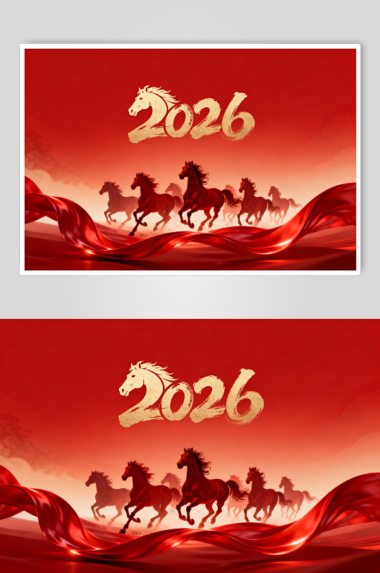 红色2026年马年新年横版MP4视频-众图网