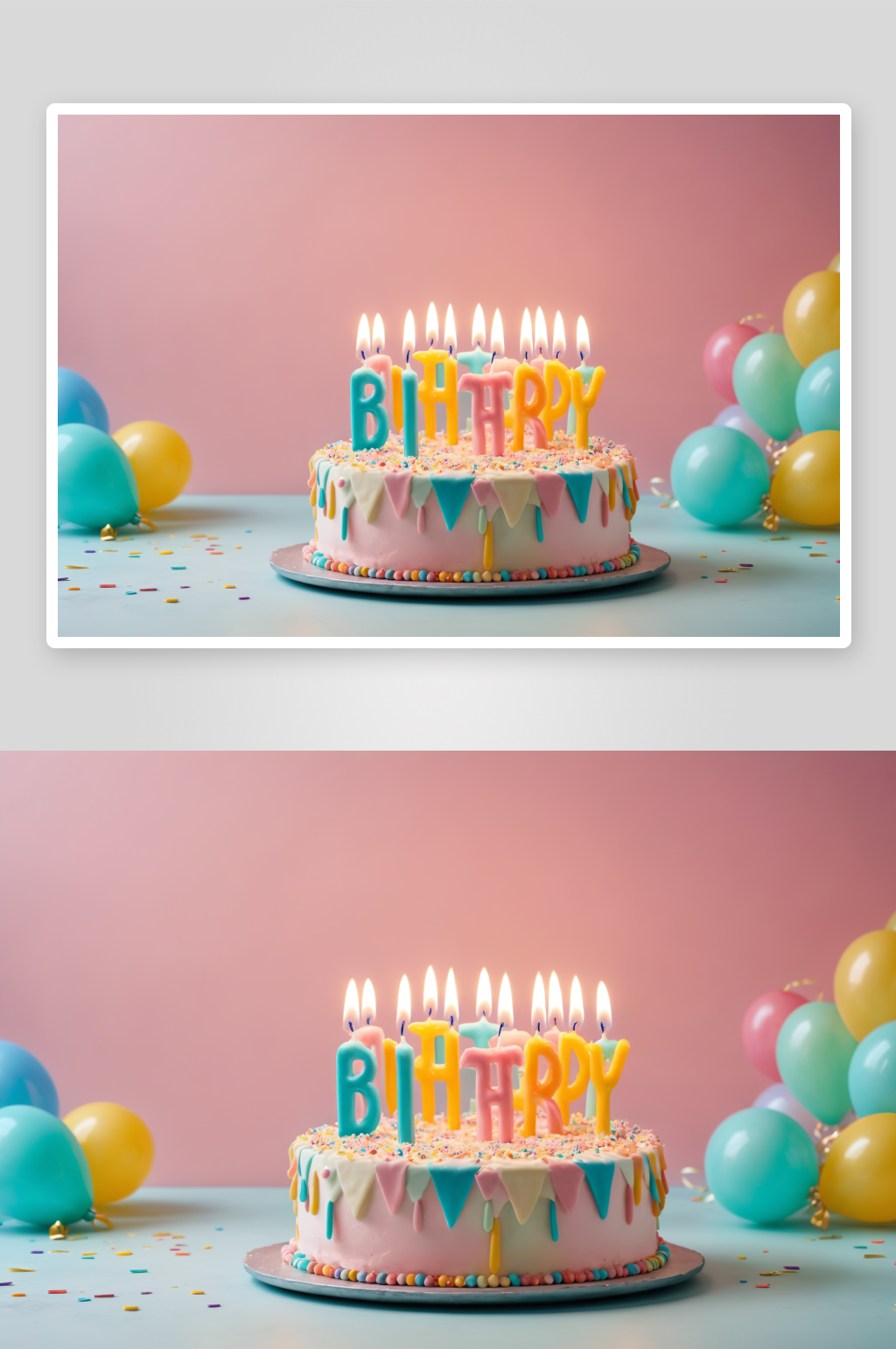 数字艺术彩色生日蛋糕照片摄影图素材