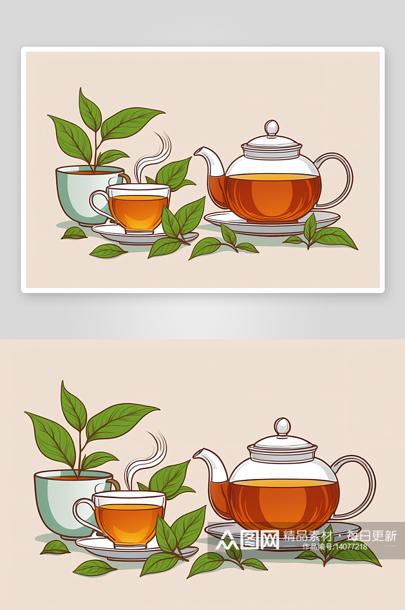 ai手绘茶叶图片插画素材下载-众图网
