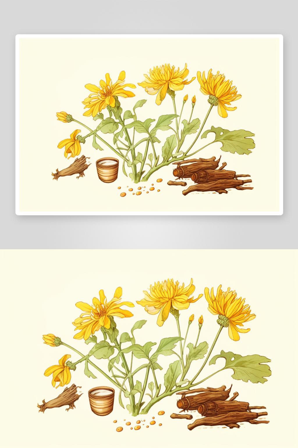 数字艺术黄连中草药药材插画素材