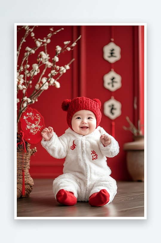 AI202蛇年新年婴儿幼儿小孩儿童摄影图-众图网