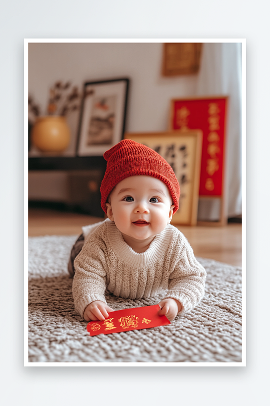 AI红包除夕新年婴儿幼儿小孩儿童摄影图-众图网