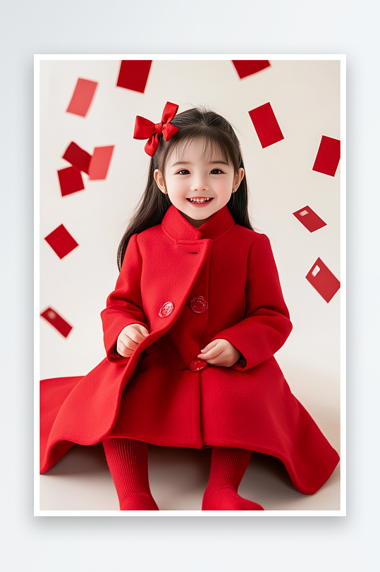 AI蛇年可爱新年儿童小女孩人物摄影图-众图网
