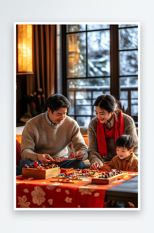 AI数字艺术元旦新年一家人人物摄影图-众图网