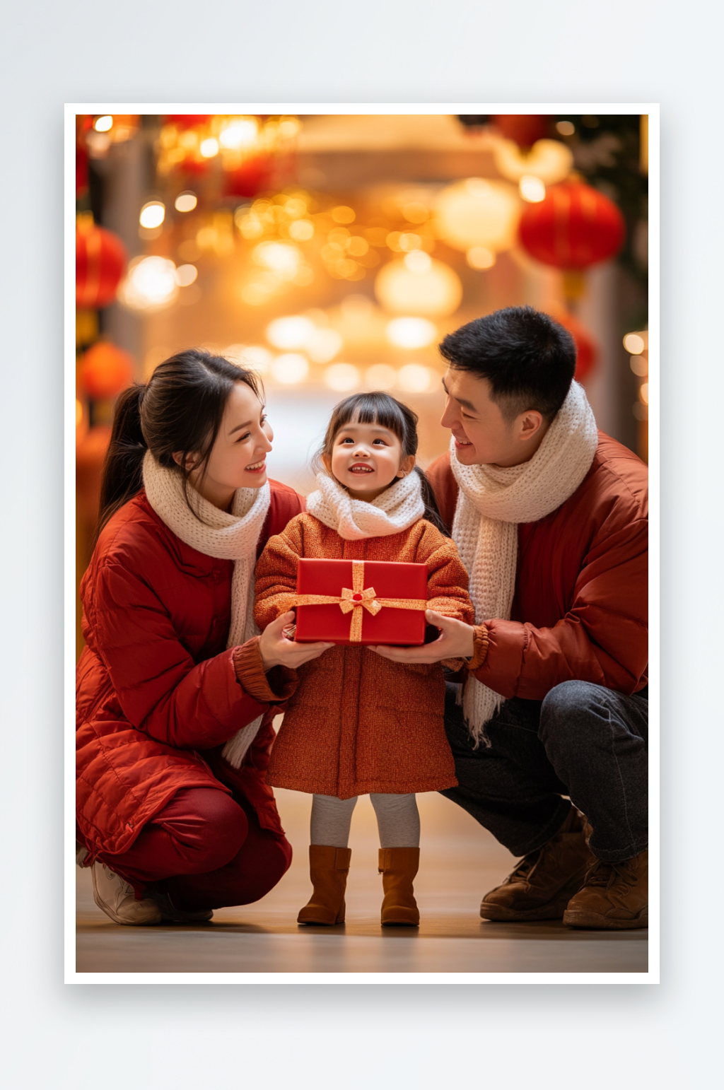 AI数字艺术元旦新年一家人人物摄影图素材