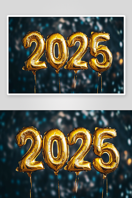 AI生日快乐2025年气球字艺术字背景图-众图网