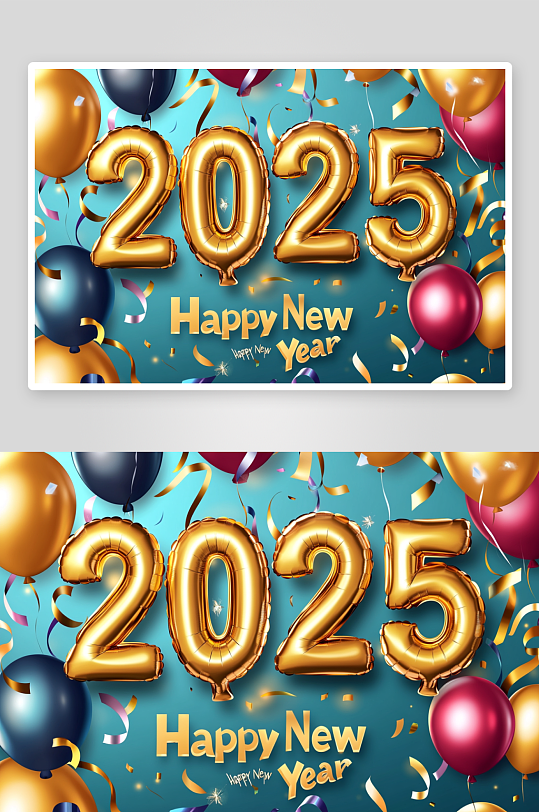 AI蛇年2025年气球字艺术字背景图-众图网