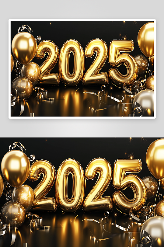 AI蛇年2025年气球字艺术字背景图-众图网