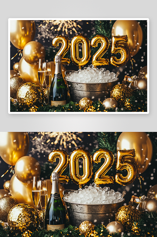 AI蛇年快乐2025年气球字艺术字背景图-众图网