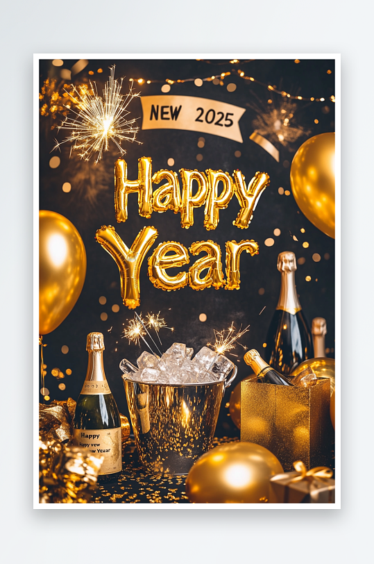 AI蛇年快乐2025年气球字艺术字背景图-众图网