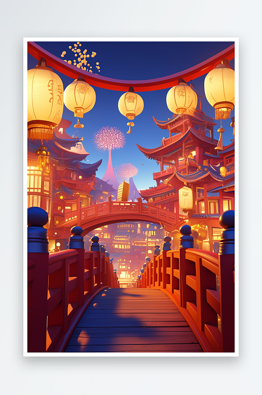 AI烟花雪花2025年新年元旦卡通背景图-众图网